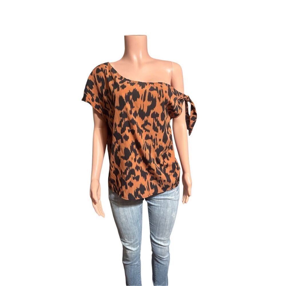 SHEIN short sleeve leopard print loose pullover top L